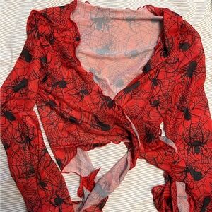 🪩 Spider Web Tie Front Crop